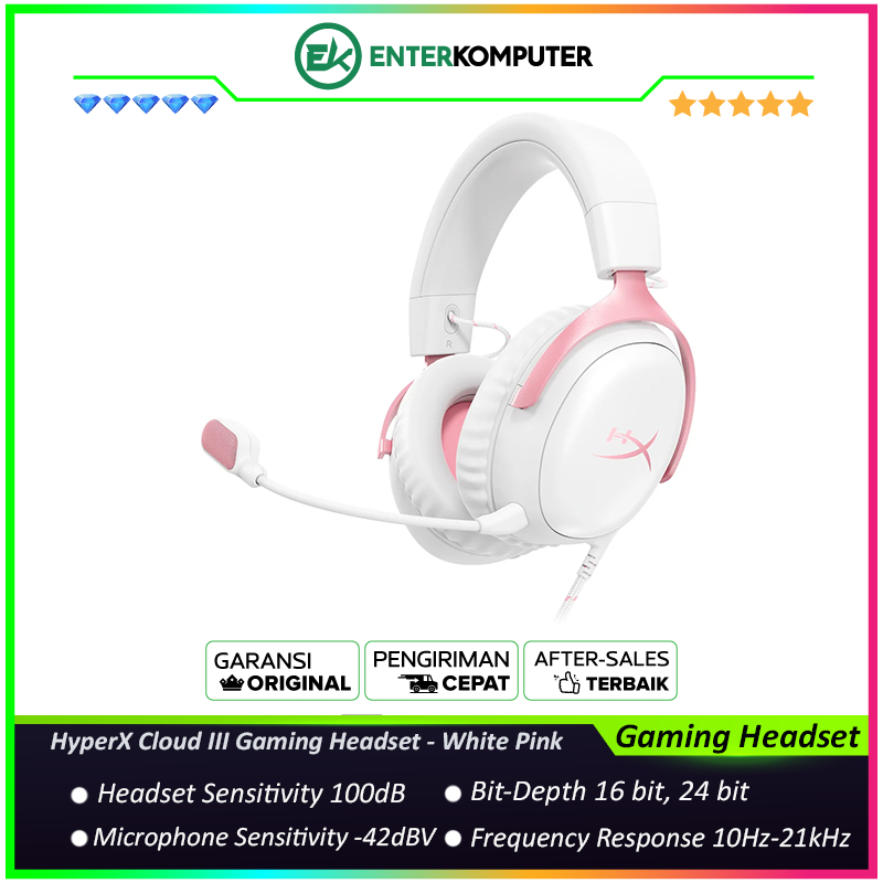 HyperX Cloud III Gaming Headset - White Pink