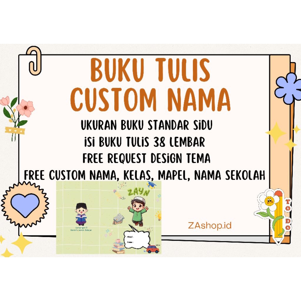 

BUKU TULIS CUSTOM NAMA DAN DESAIN TEMA MURAH