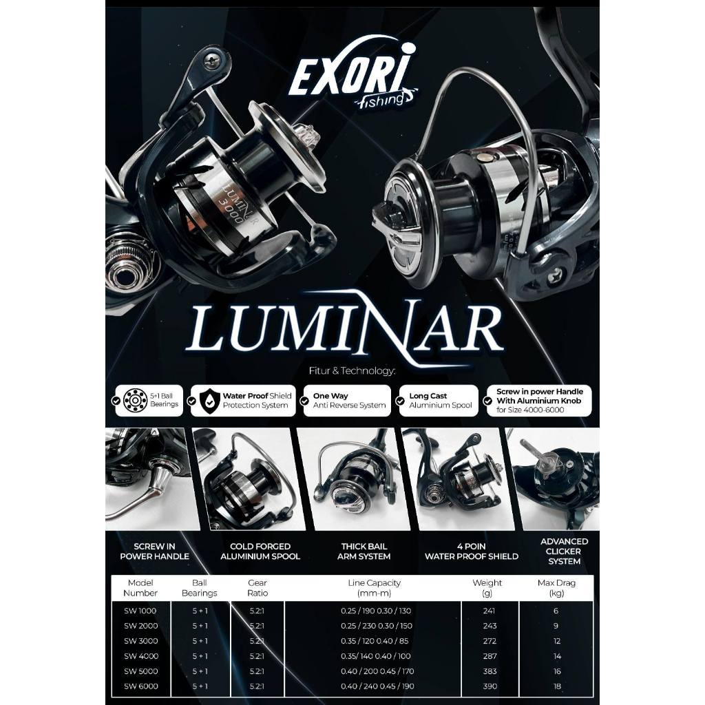 Reel SPINNING EXORI LUMINAR (SALTWATER SHIELD)