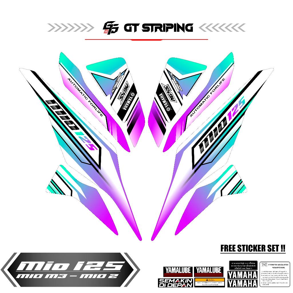 GTS 52 STRIPING MIO M3 HITAM STICKER LIS LIST DECAL YAMAHA MIO M3 HITAM LIST MERAH BIRU LIST LES POL