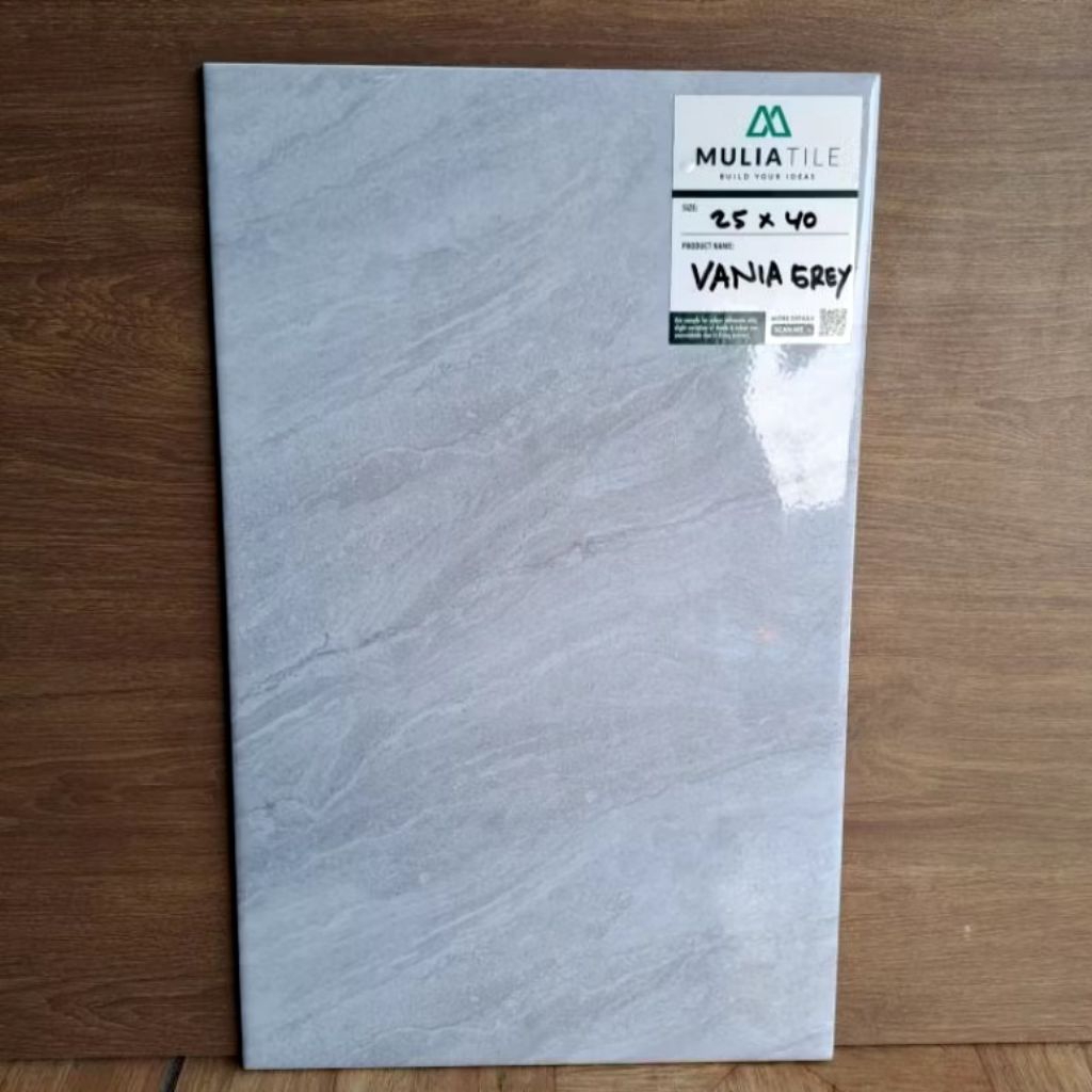 (Ongkir Diluar Aplikasi) Keramik Dinding Glossy 25x40 VANIA GREY Mulia