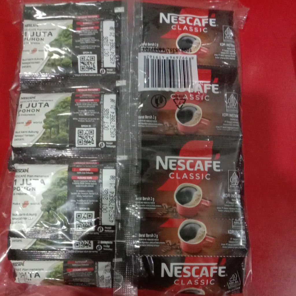 

kopi nescafe classic sachet 2 gram (1 pak isi 60 sachet @ 2 gram)