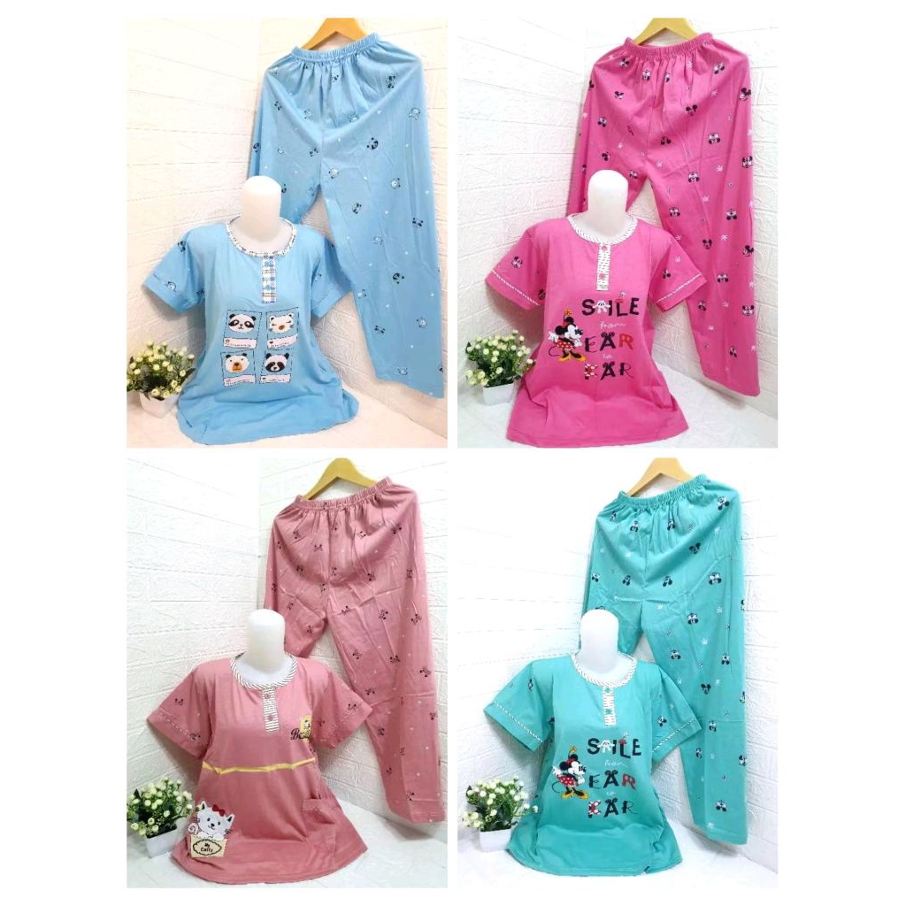 Baju Tidur Dewasa Bahan Kaos CP Celana Panjang Kaos Pendek