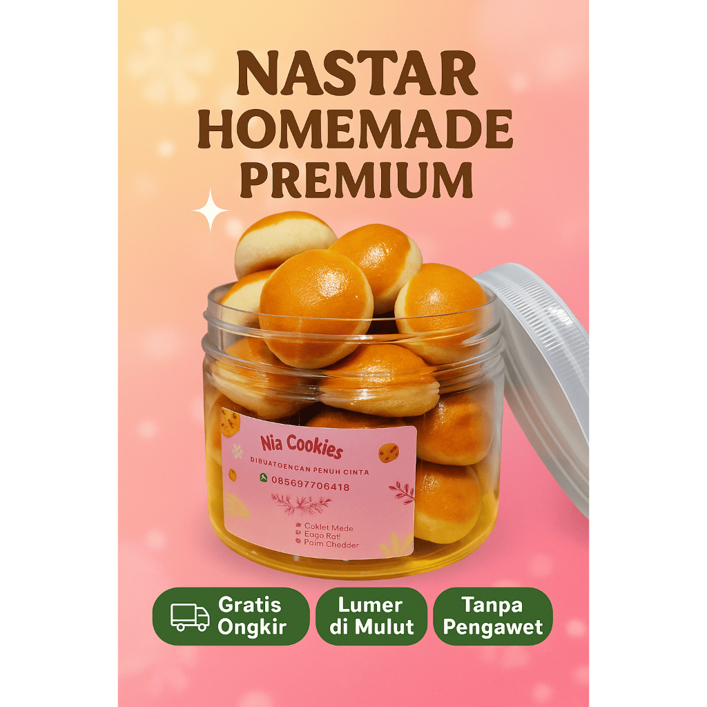 

Nastar Lumer Premium 250g – Kue Kering Homemade Isi Nanas Asli | Toples Eksklusif