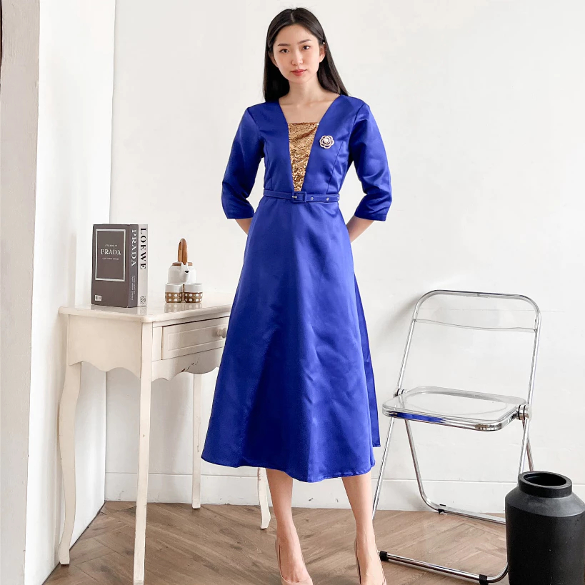 Dress Gaun Formal Wanita Polos  Pesta Kondangan Casual Mewah Cantik