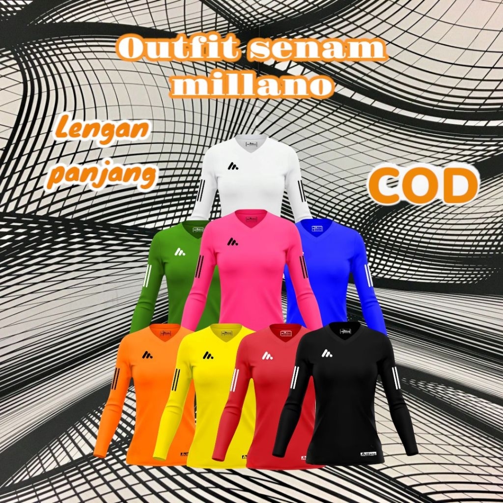 jersey Olahraga Senam Wanita Millano _ Atasan Olahraga Wanita _ Baju Senam Lengan Panjang