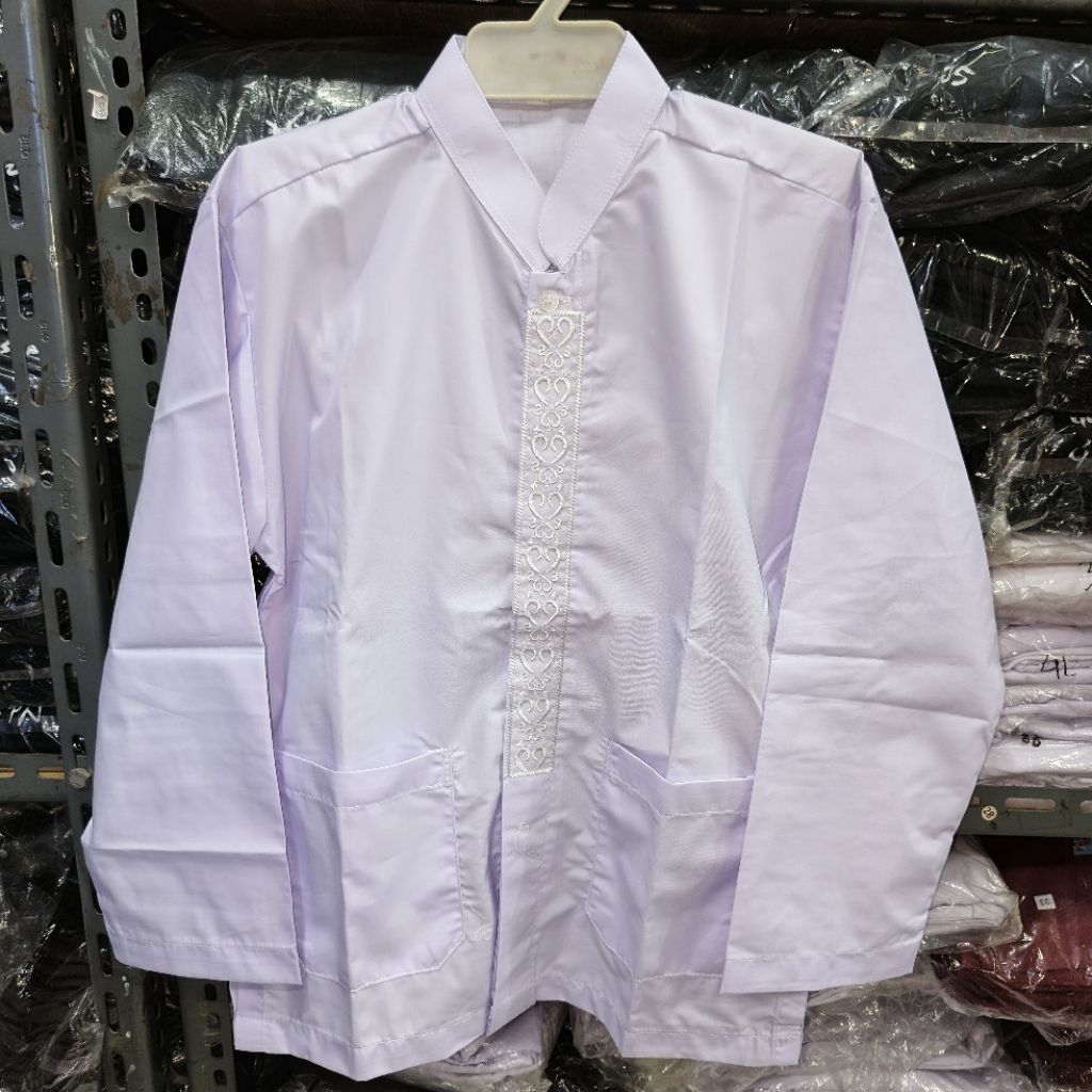 seragam sekolah baju koko putih lengan panjang merk Mampank