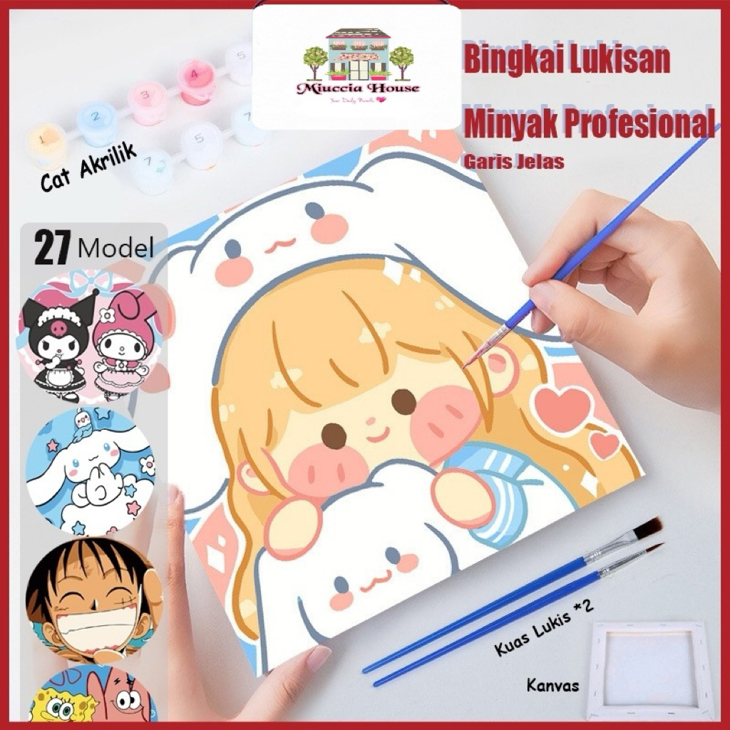 

Paint By Number 20x20cm Cartoon DIY Painting Kit Canvas - Mewarnai Melukis Anak