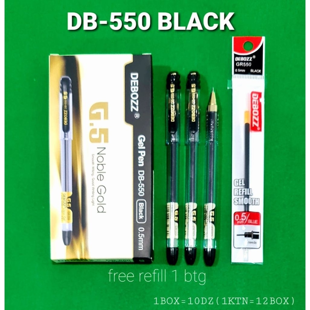 

Pulpen Gel DEBOZZ DB-550 Black 0.5mm + Refill G5 Noble Gold Smooth Pen - Alat Tulis Kantor/ATK Murah Medan