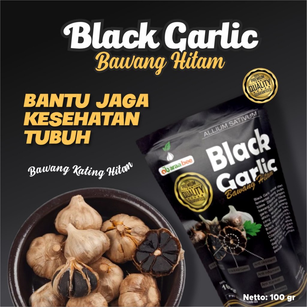 

Black Garlic Bawang Hitam Tunggal Lanang Kating Lokal Fermentasi ARAABEE 100 gram b