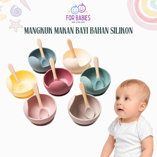 Mangkok Makan Bayi Bahan Silikon / Mangkok Bayi Anti Tumpah