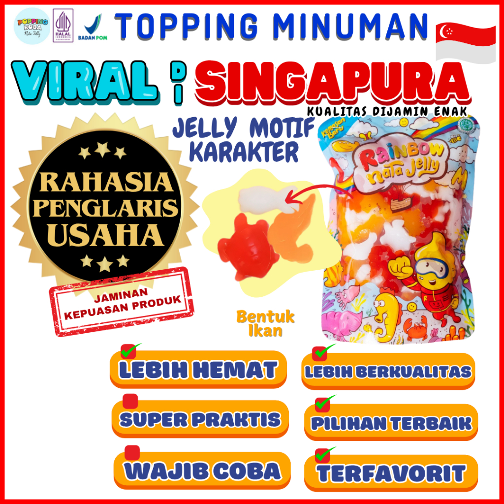 

JellyMotifKarakterToppingMinumanAndalan FRESH BUBBLE STRAW Sedotan Boba Big Straw - Jelly Motif Karakter 500 Gram | Cocok Untuk Semua Jenis Minuman