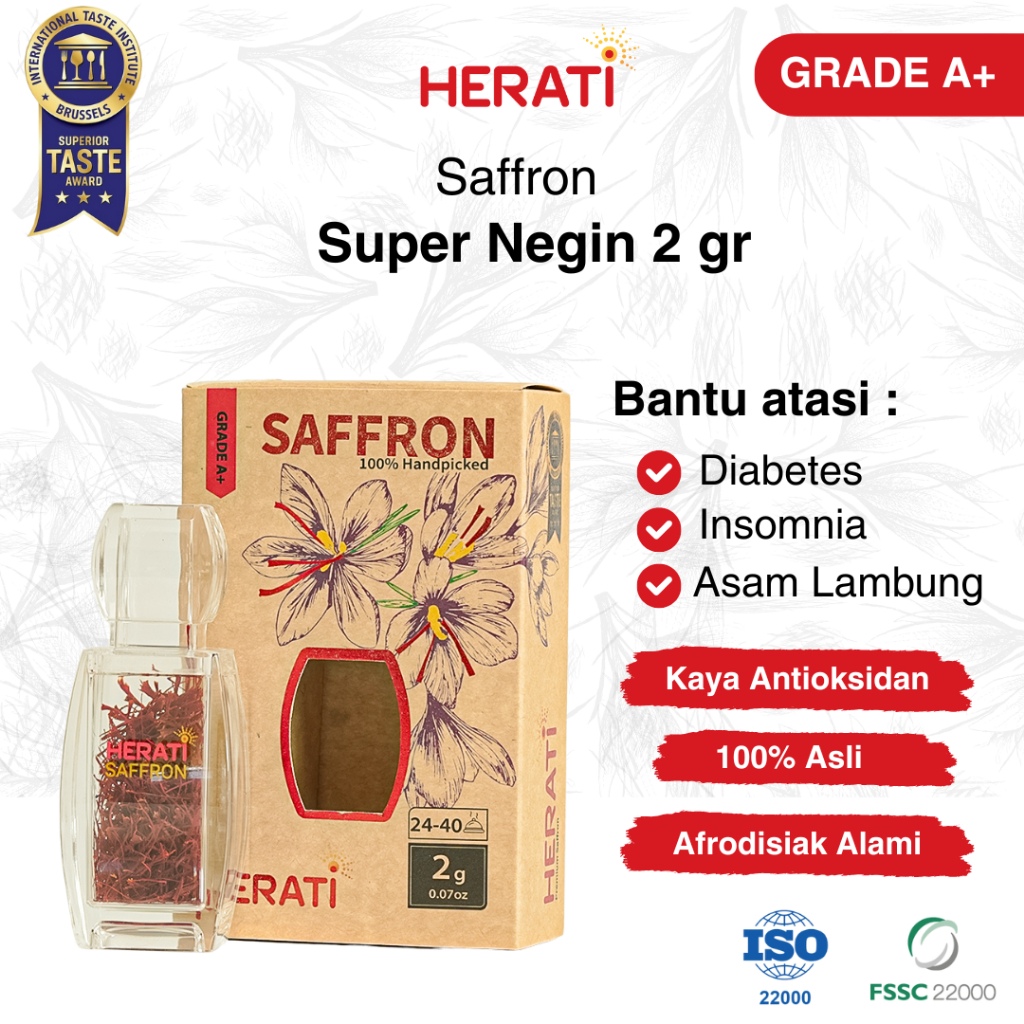 

Herati Saffron Afghanistan I Safron Super Negin 2 gr Bunga Saffron Grade A+ Premium Original