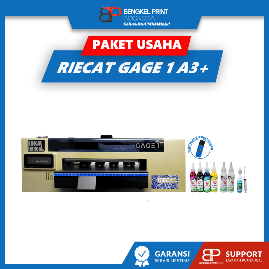 Paket Usaha Sablon DTF | Paket Mesin Riecat Gage 1 (+ Consuamble)