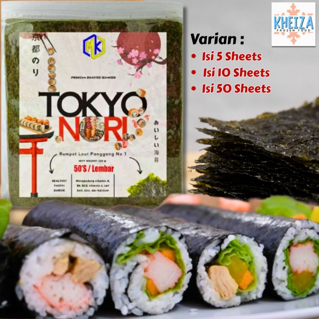 

TOKYO SUSHI NORI 5 10 Lembar - Seaweed Nori - Rumput Laut Kering - Kheiza Frozen