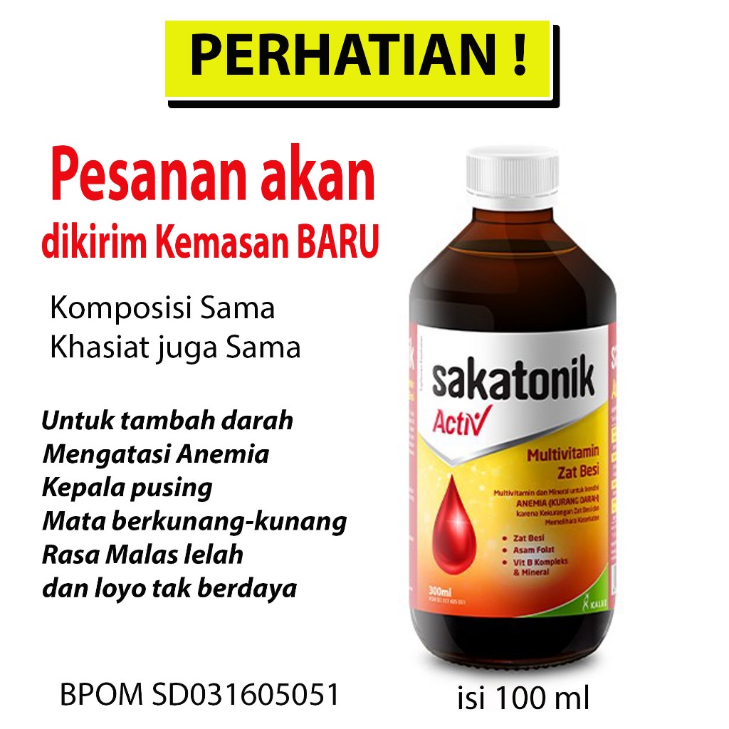 Vitamin Suplemen Tambah darah Anemia Kepala Pusing Mata Berkunang2 dll ~ Sakatonik Liver sirup 100ml