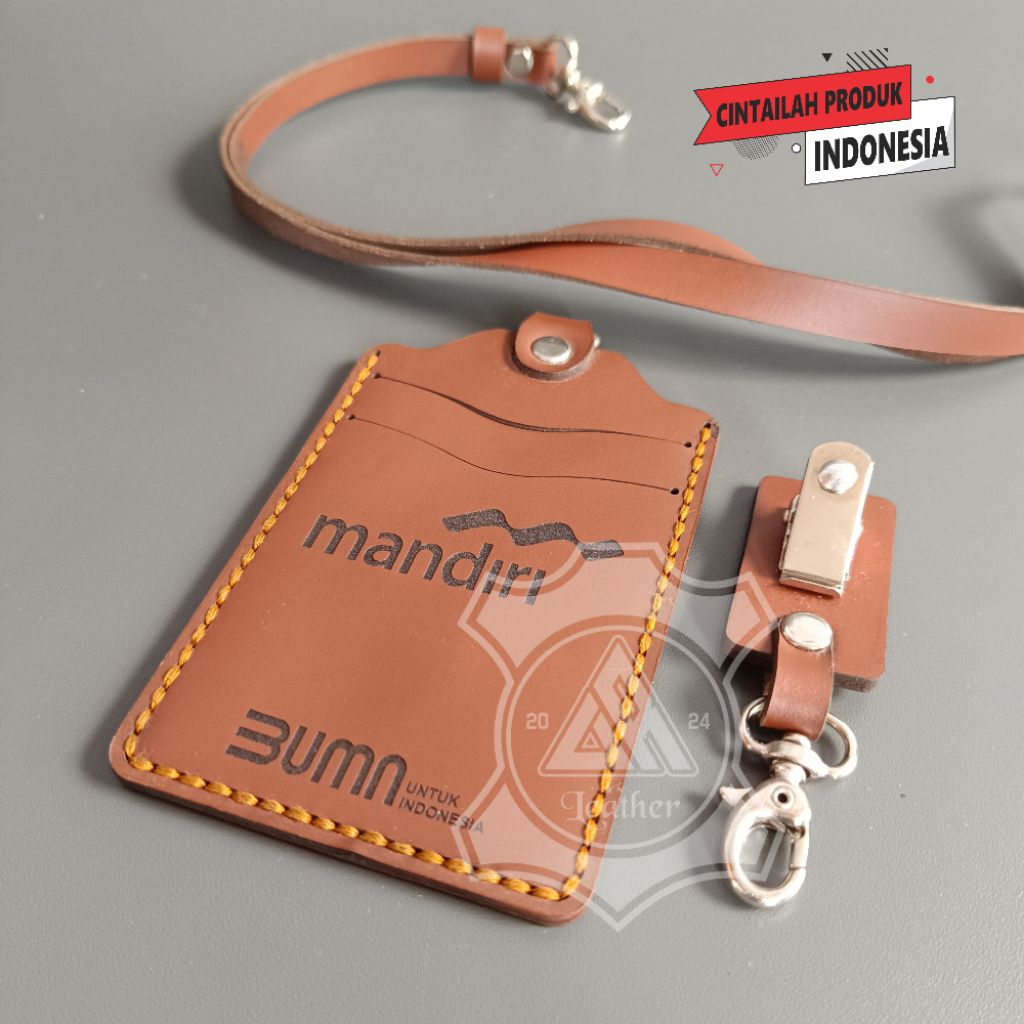 

Id Card Holder BANK MANDIRI - Nametag Kulit Asli - Nametag Custom Logo Perusahaan dan Instansi