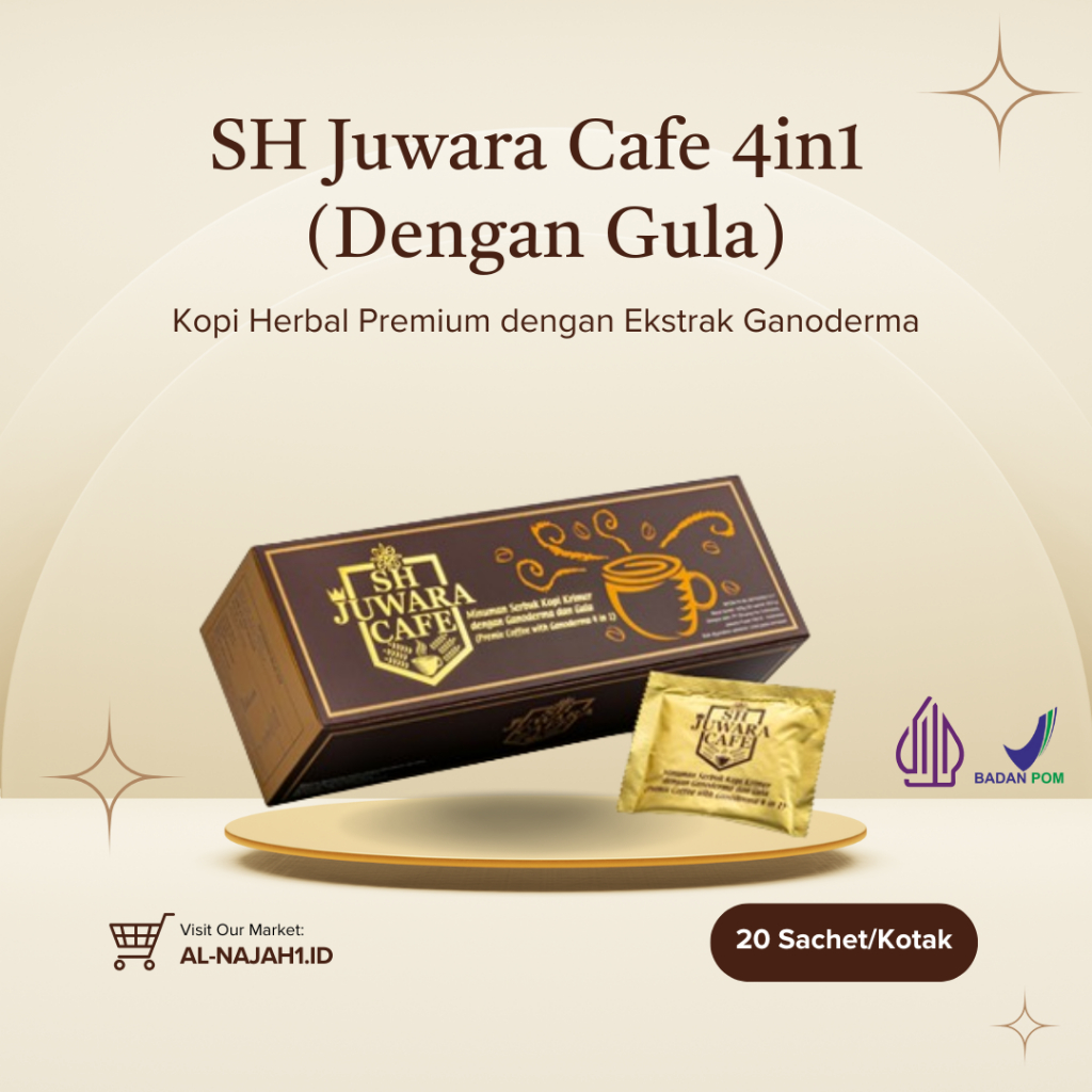 

SH Juwara Cafe 4in1 (1 Box Isi 20 Sachet) Kopi Juwara Kopi Kesehatan Kopi Ganoderma Kopi Kesehatan Mengandung Ganoderma