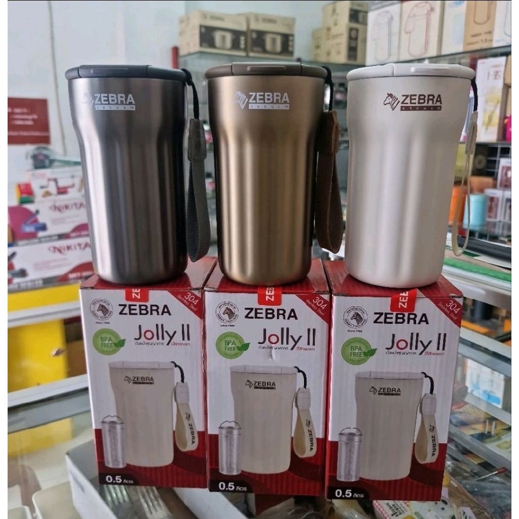 912709 Vacuum Mug w/ Filter 500ml, SUS 304, Zebra made in Thailand, Warna Gold, Silver dan Putih