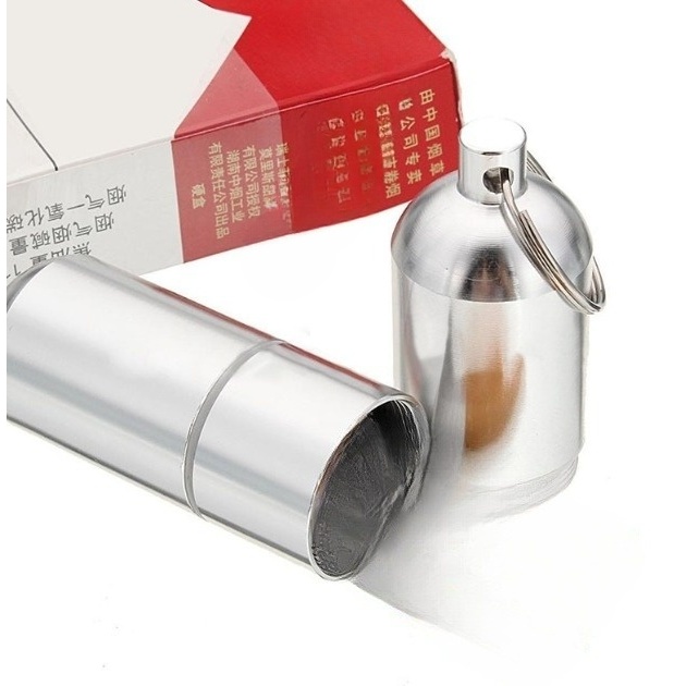 Case Bungkus R K Cylinder Stainless Steel Case Gantungan Kunci Waterproof- LC25