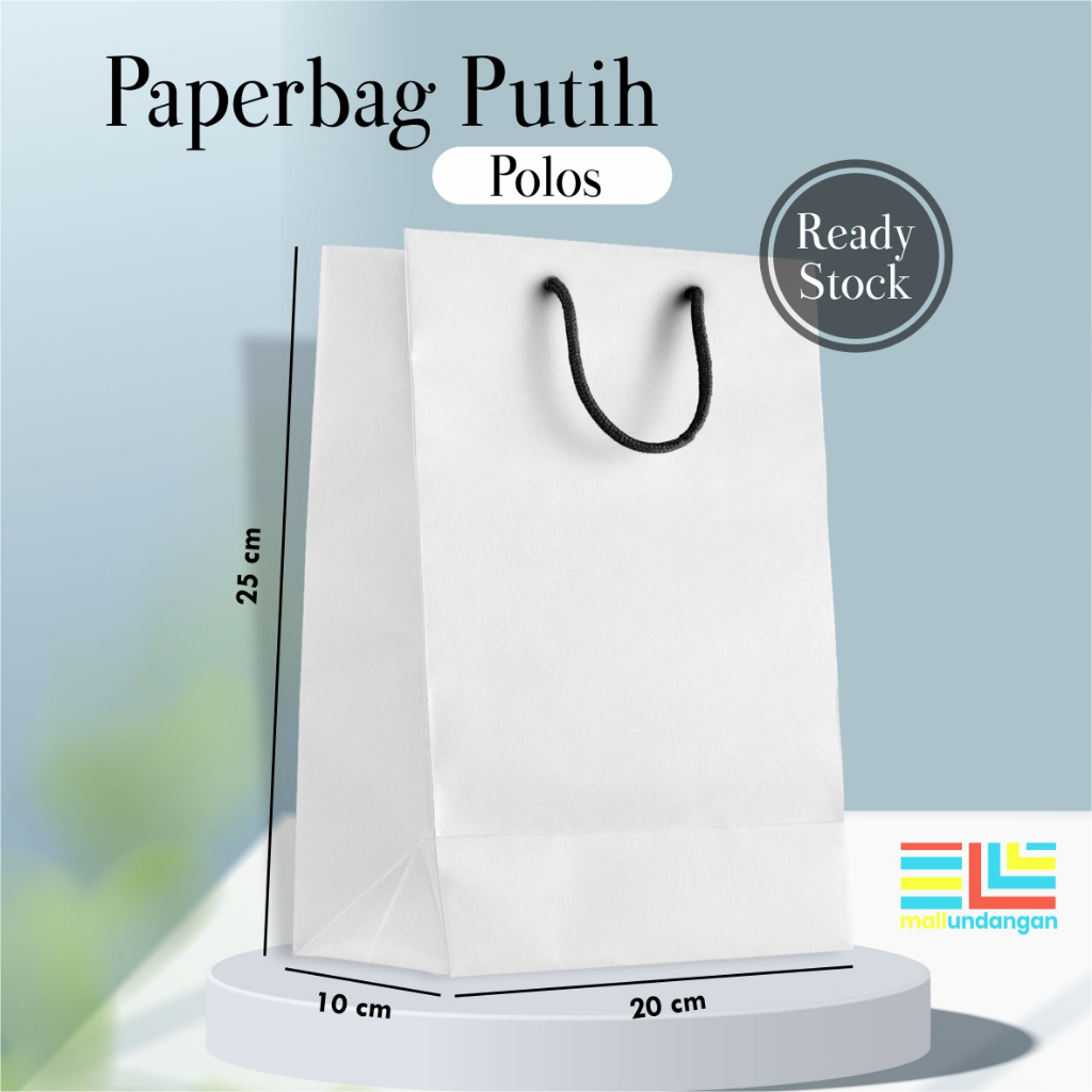 

PAPER BAG PUTIH POLOS READY STOCK SATUAN - TAS SOUVENIR PERNIKAHAN BAHAN SOFT KARTON