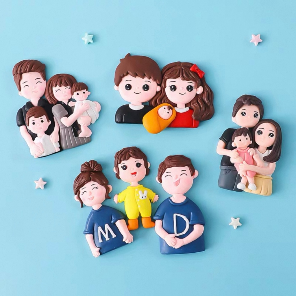 (HARGA 1PCS) CAKE TOPPER EDISI FAMILY KELUARGA BAHAN SILIKON CLAY tusukan dekorasi hiasan pajangan k