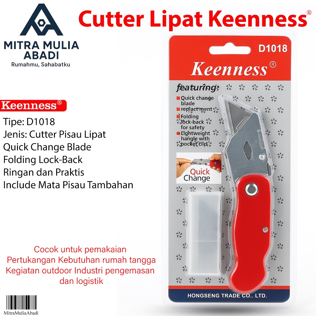 

Cutter Lipat Keenness D1018 – Pisau Serbaguna Proyek, Paket, dan Pertukangan