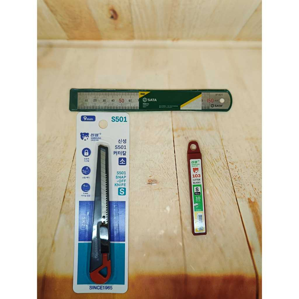 

SATA Pengaris 91401 & SINSEUNG Cutter S501 Sama Isi Cutter S103, PAKET PROMO BEST