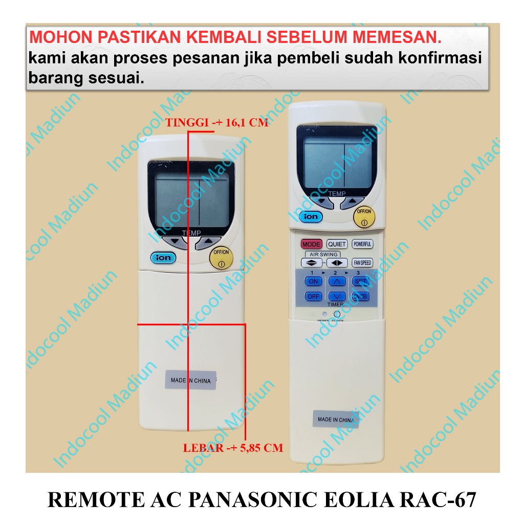 RAC67 REMOT UNTUK AC / REMOTE AC PANASONIC EOLIA RAC-67
