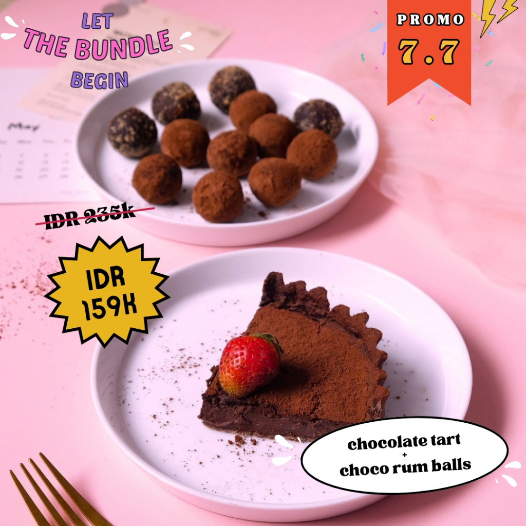 

Kue Oy Bundle Promo - Chocolate Tart & Choco Rum Balls - Birthday Hampers Ulangtahun Pie Coklat