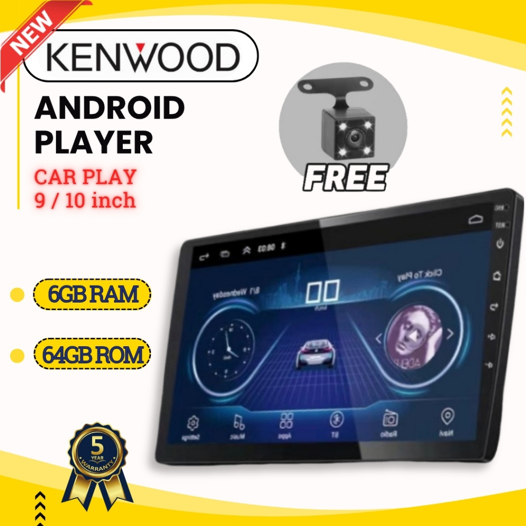 [6GB RAM+64GB ROM] Kenwood 2025 Newest Android Player "9"10 inch Quad Core Car Multimedia MP5 Player