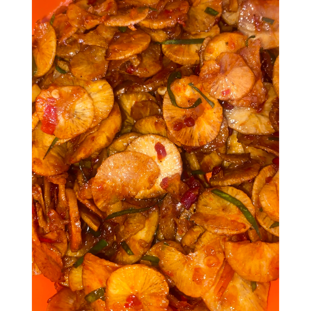 

KERIPIK UBI BASAH PEDAS MANIS DAUN JERUK GURIH 1 KG