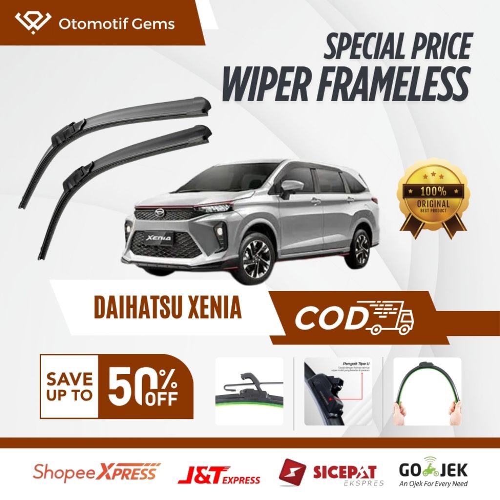 Wiper Frameless Mobil Daihatsu Xenia Halus Anti Suara Sepasang Isi 2 Pcs Kanan Kiri | Wiper Kaca Mob