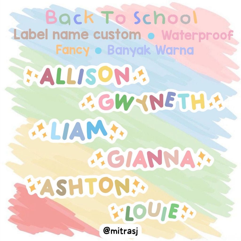 

LABEL NAMA PREMIUM WATERPROOF / LABEL NAMA ANAK MURAH BAGUS / STICKER NAMA ANAK