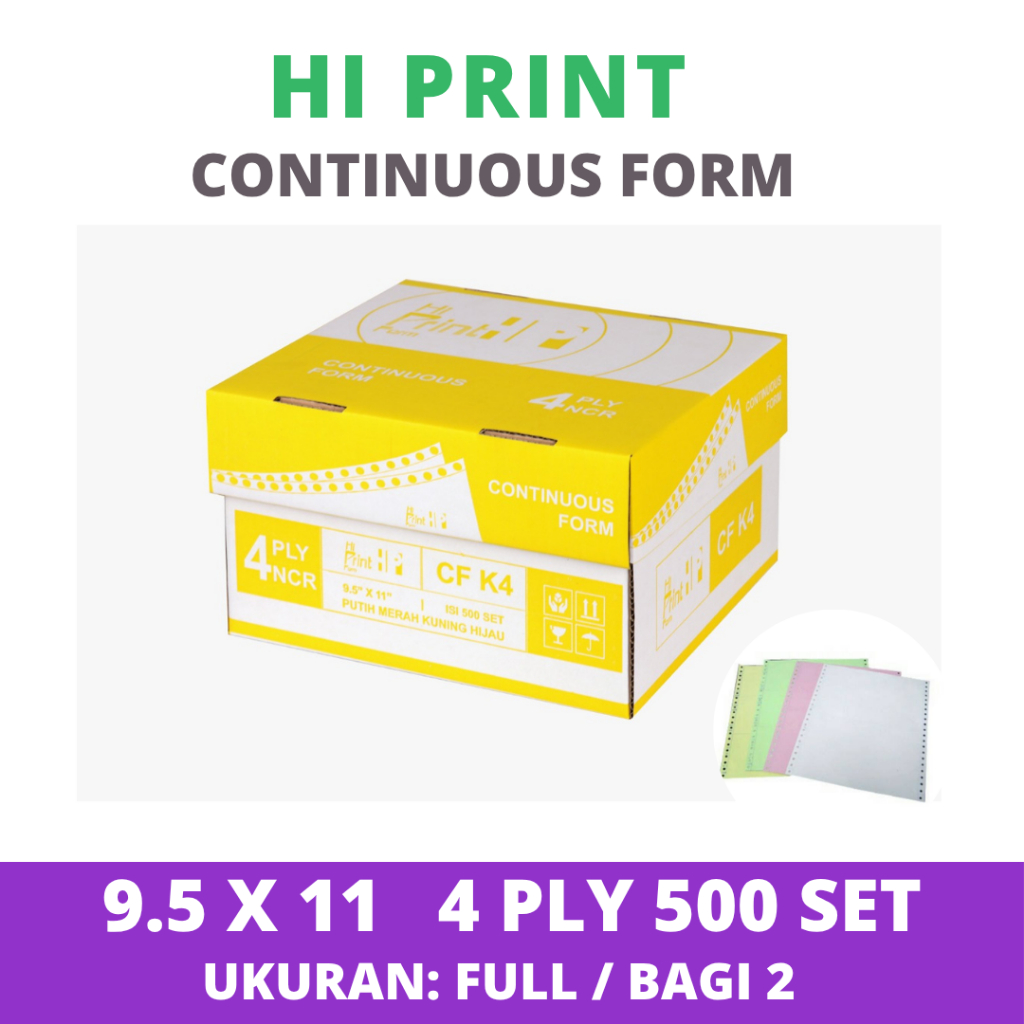

Continuous Form Paper Hi Print 9.5 x 11 4 ply - Full/Belah 2