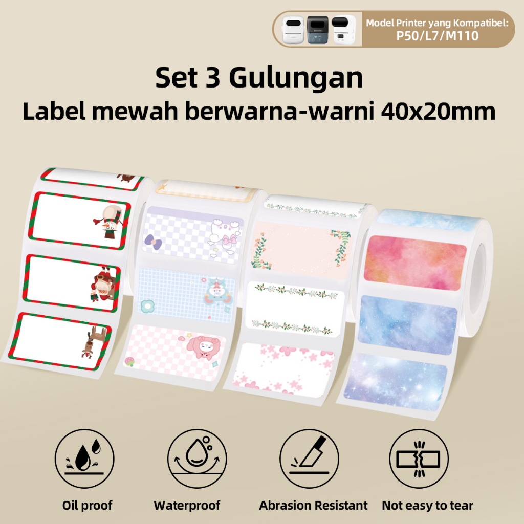 

Kertas label cetak warna-warni, tahan air, tahan minyak, anti gores dan tidak mudah robek label lucu