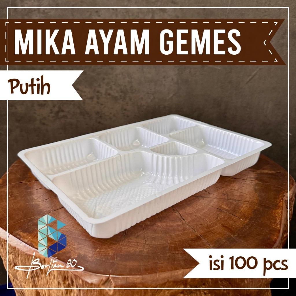 Mika tray bento lunch box sayur nasi 6 sekat isi 100pcs per pack Murah