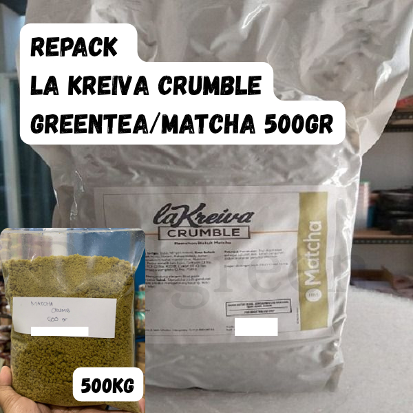 

La Kreiva repack Matcha crumble La Kreiva Greentea crumb crumble 500gr remukan topping Matcha CRUMB CRUMBLE 500gram
