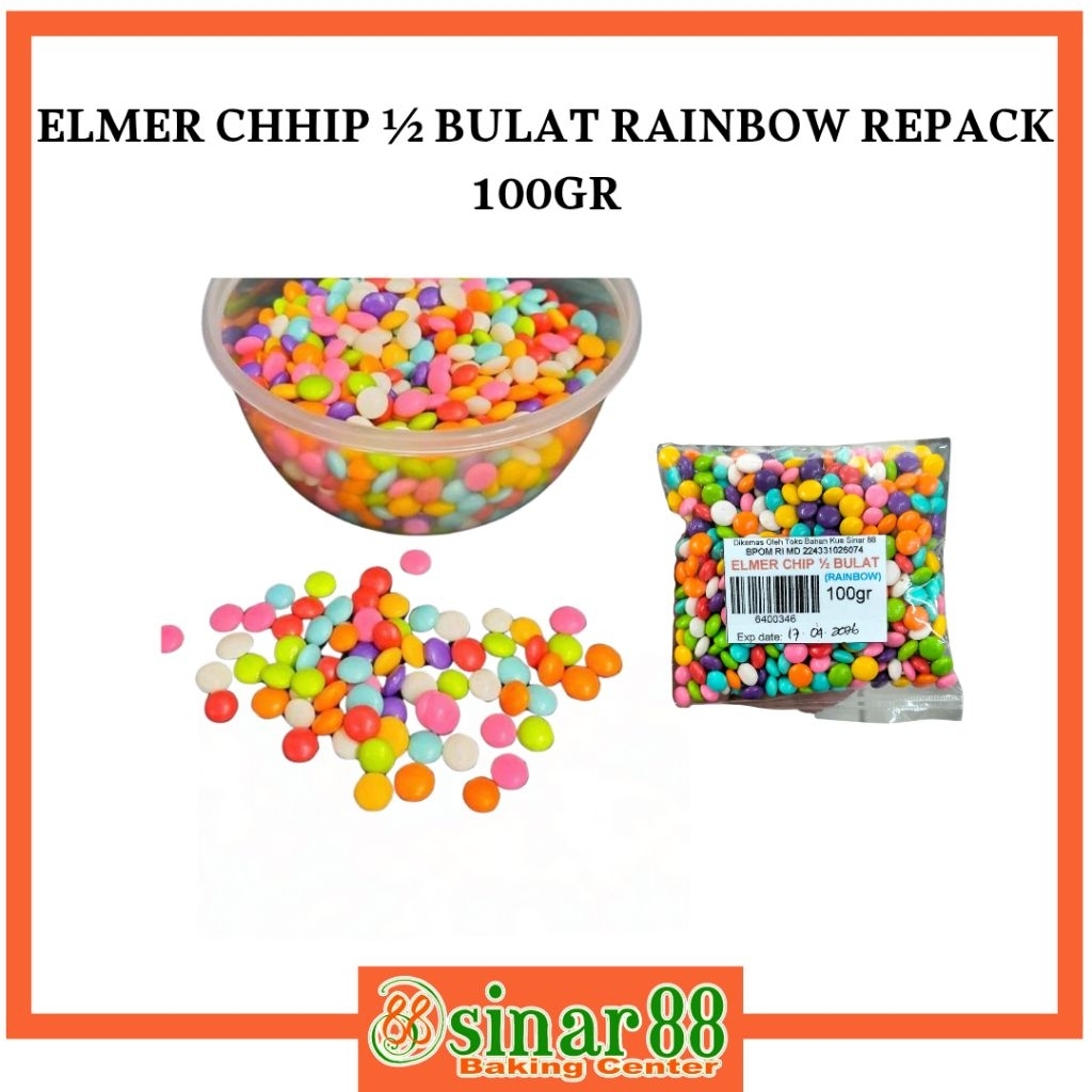 

Elmer Choco Chip Rainbow 1/2 Bulat 100gr