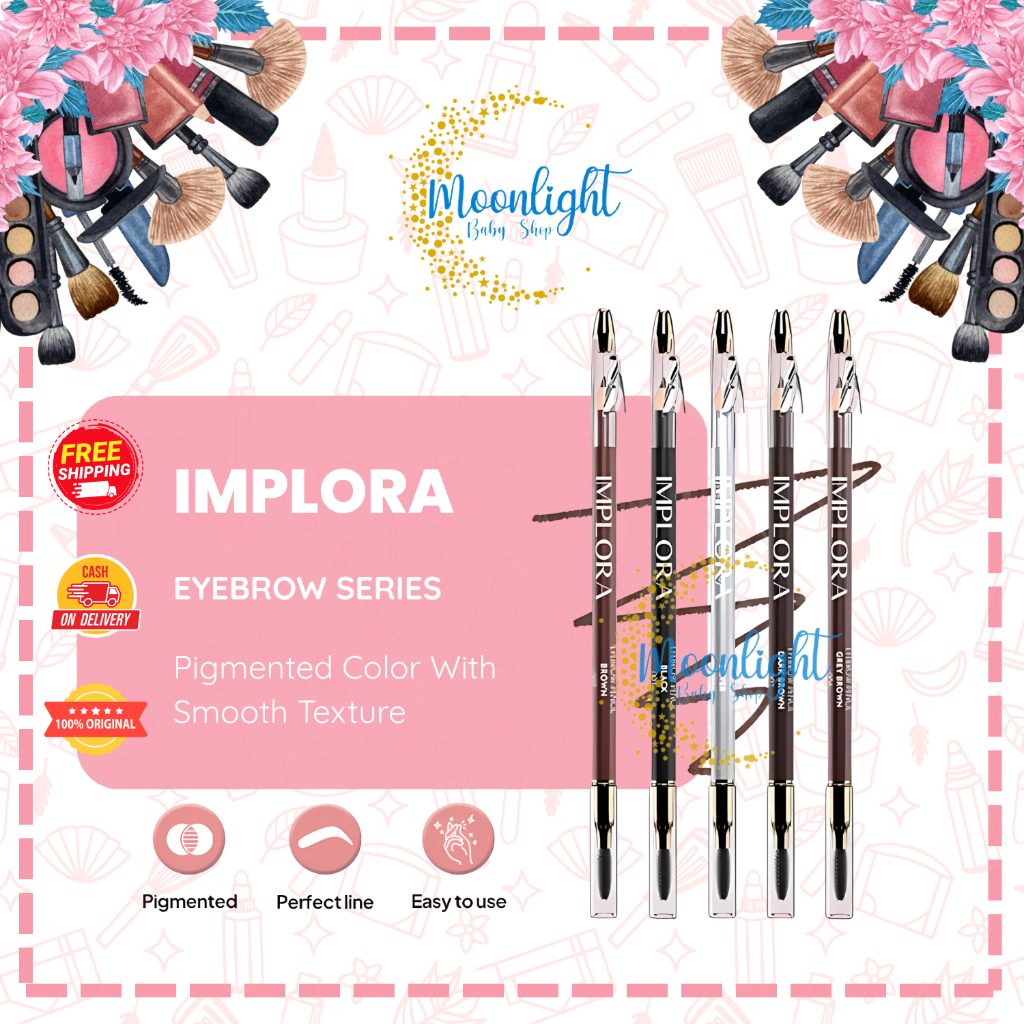 Implora Pensil Alis 2in1 Pensil+Serutan+Sikat Eyebrow Pencil 2.5gram
