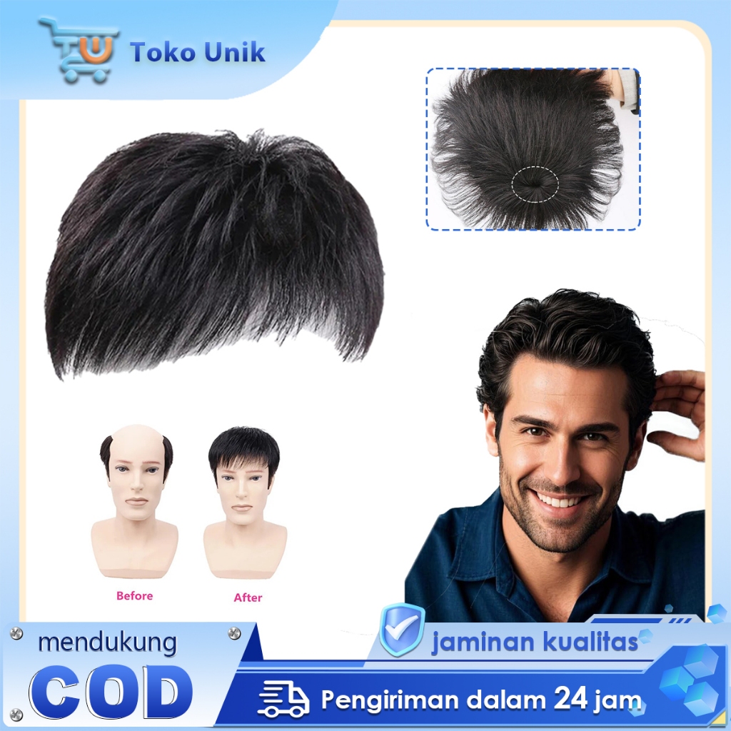 Rambut Palsu Pria Penutup Botak Sebagian Toupee Pria Penutup Rambut Botak Toupee Botak Depan Pria