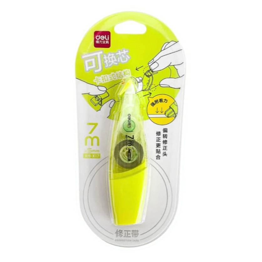 

Tip Ex Kertas / Correction Tape / Pita Koreksi DELI 7 Meter X17 [5mm x 7m]