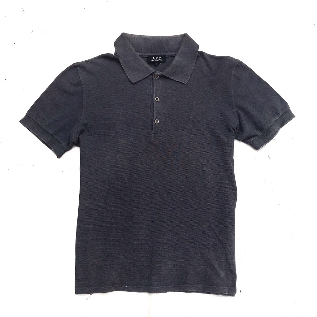 Vintage APC A.P.C grey french Polo shirt  Basic off Dark gray colorway Made in Romania  Size M   Pxl