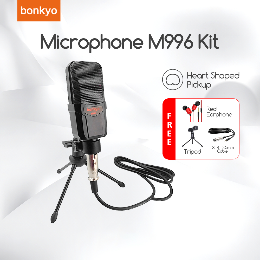 Bonkyo M996 mikrofon kabel tripod kelas profesional , penerimaan suara fleksibel 360°, anti-interfer