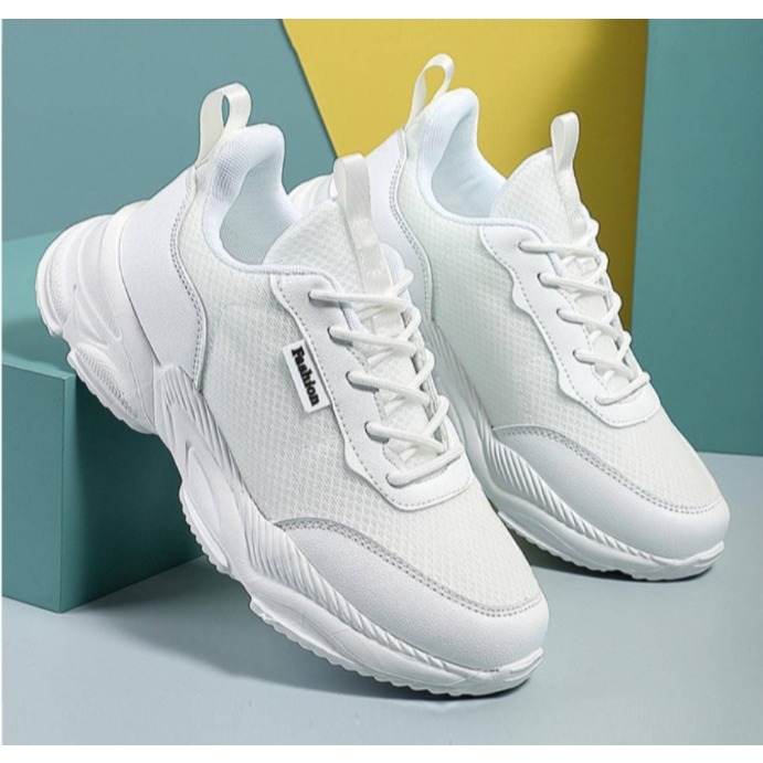 sepatu sneakers kekinian wanita kasual/full putih eveline putih/sepatu wanita