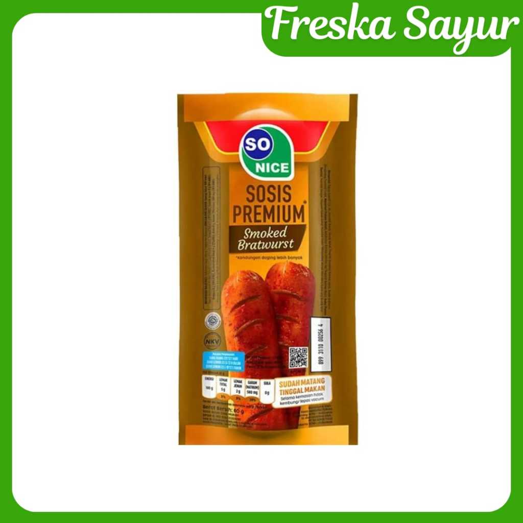 

So Nice Sosis Premium Siap Makan Rasa Smoked Bratwurst 60 gr