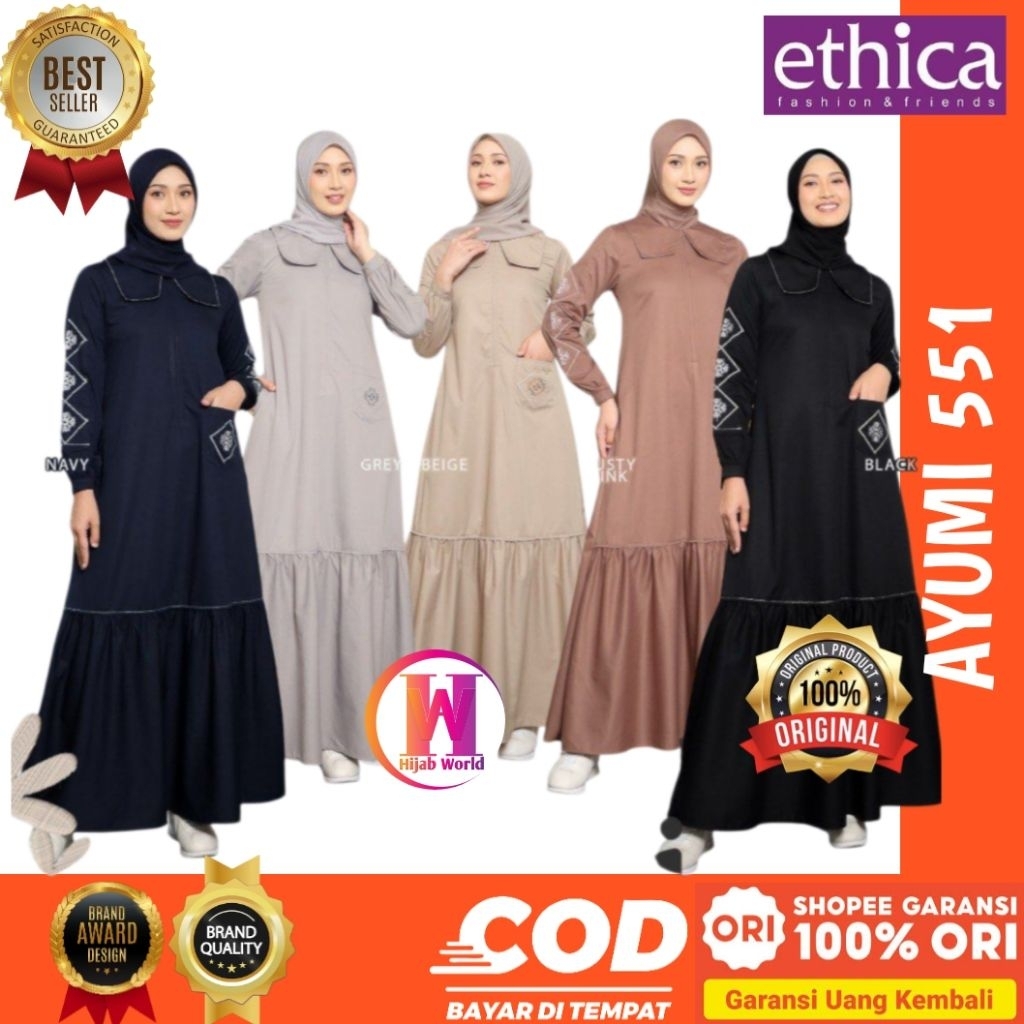 ETHICA Dress Ayumi 551 Ethica Original - Gamis Ethica Terbaru 2025 - Baju Gamis Premium - Gamis Bran