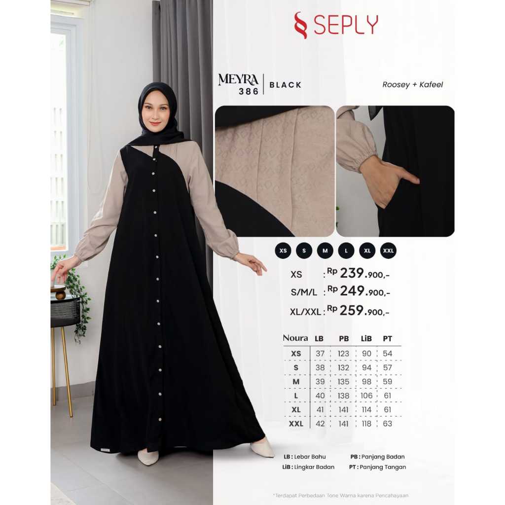 BAJU MUSLIM GAMIS POLOS // GAMIS HITAM POLOS // GAMIS SEPLY MEYRA 386
