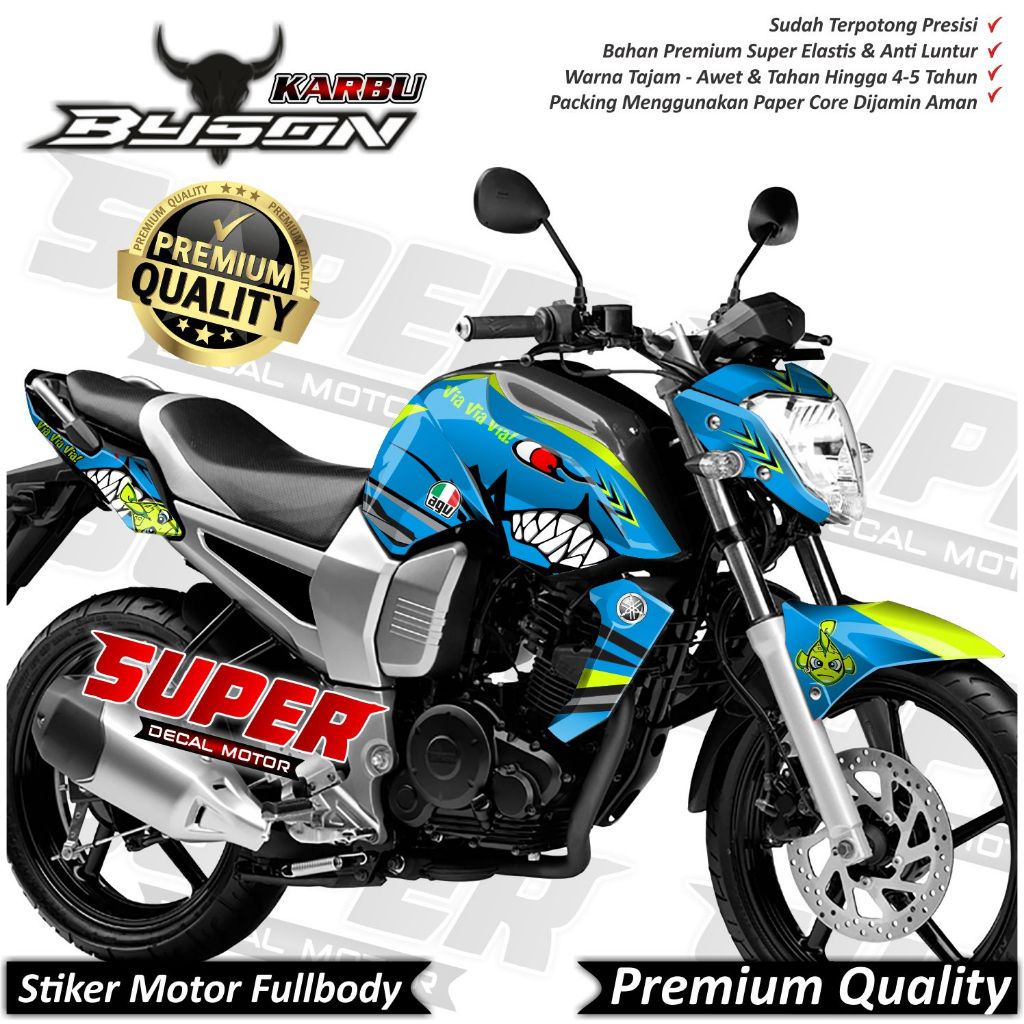 (COD) Stiker Decal Motor Yamaha Byson Karbu Full Body Variasi Shark Keren