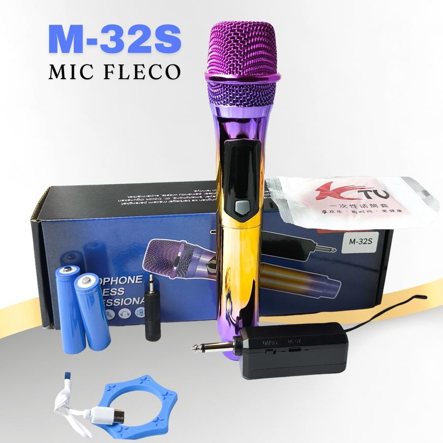 Mic Profesional Wireless Microphone Fleco M-32S Mic Tanpa Kabel Mic Karaoke Bluetooth / Mic Karaoke